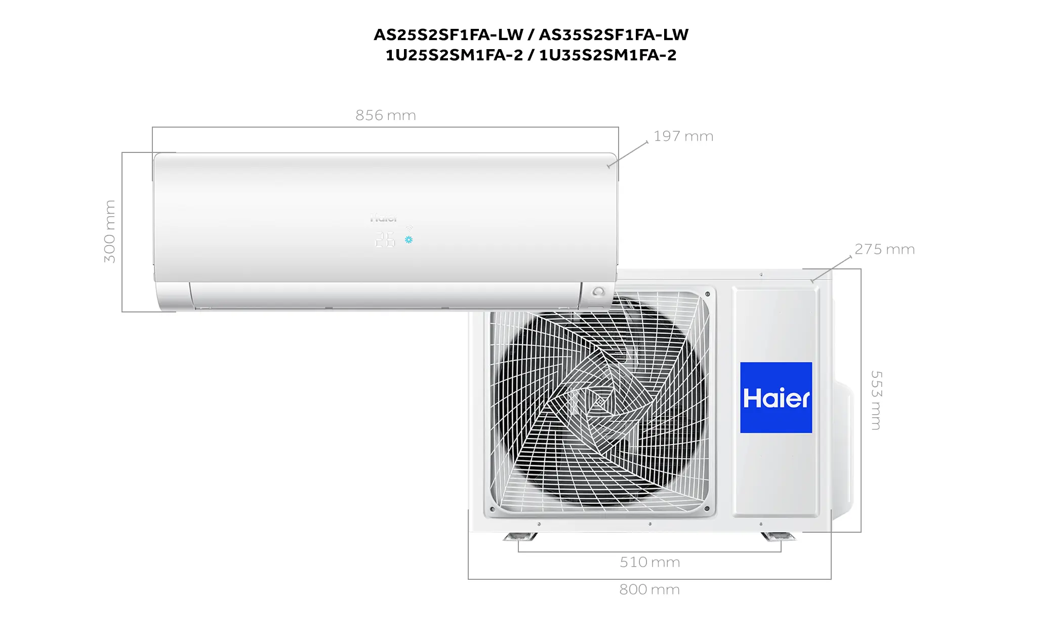 Klimatyzator Haier FLEXIS Plus White Shine wymiary